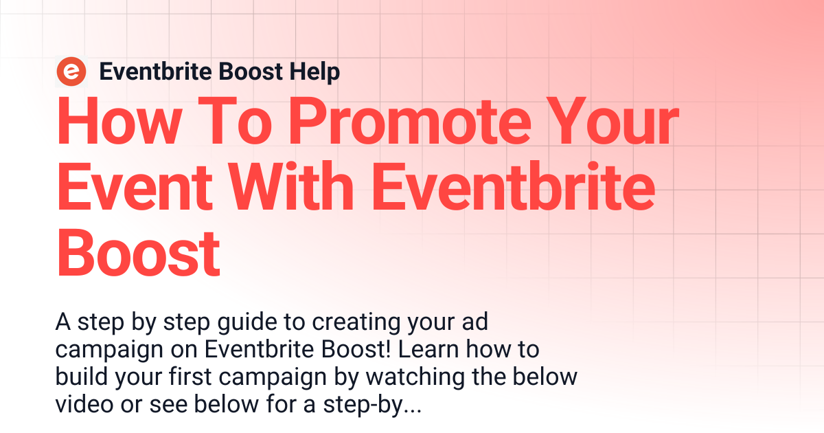 How To Promote Your Event With Eventbrite Boost | Eventbrite Boost Help